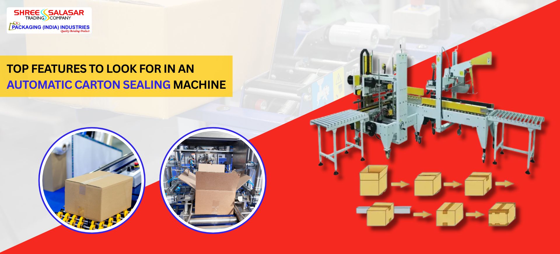Automatic carton sealer machine used for box sealing in industrial packaging and logistics operations