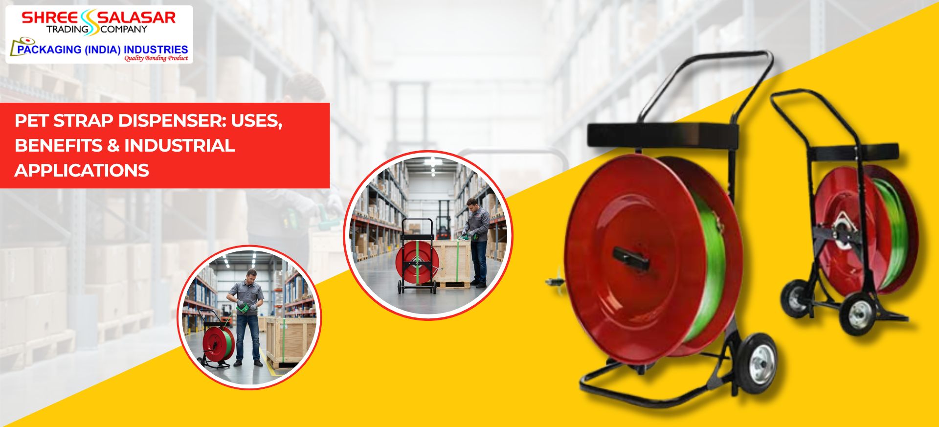 PET strap dispenser used for industrial pallet and heavy-duty packaging